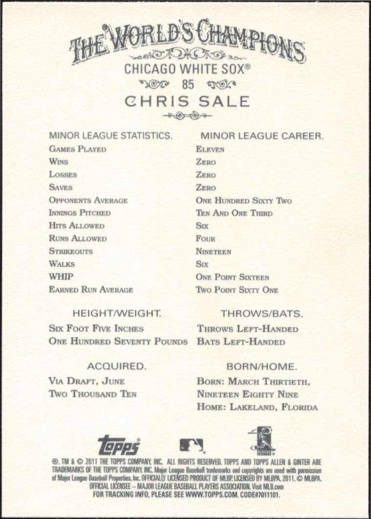 Chris Sale - Back