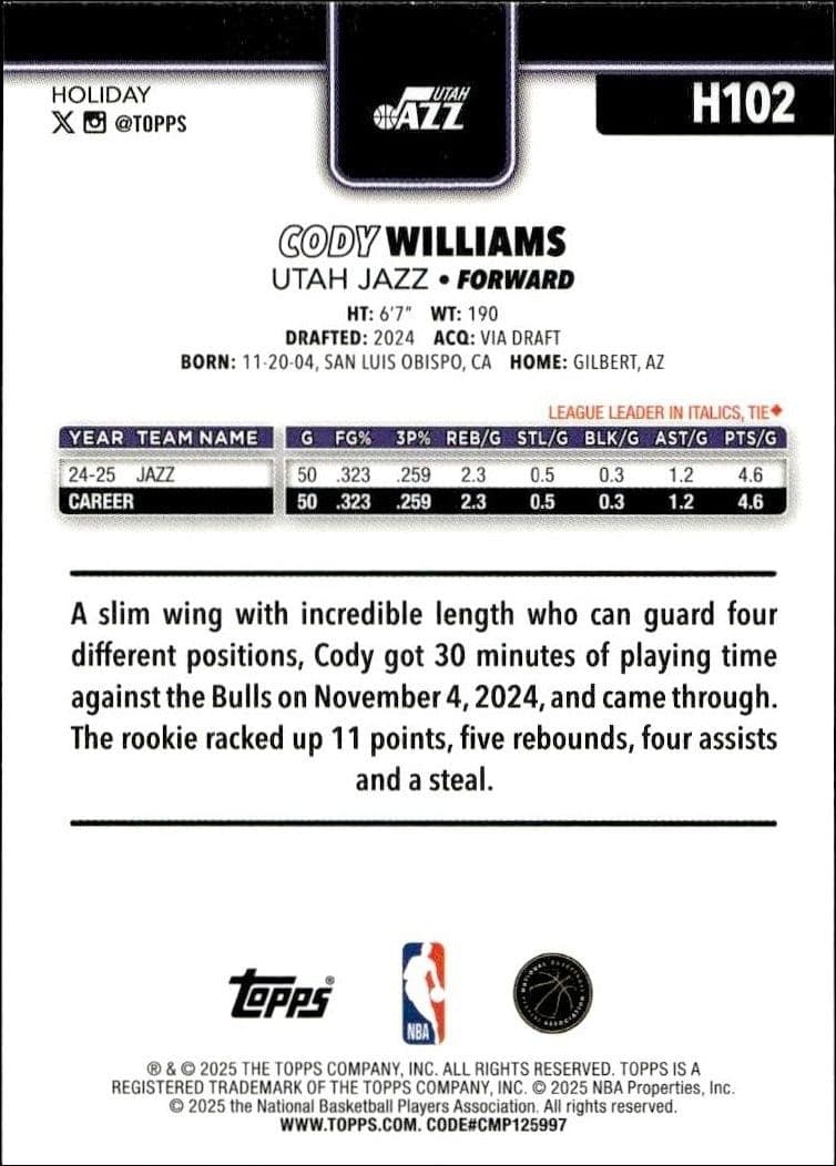 Cody Williams - Back