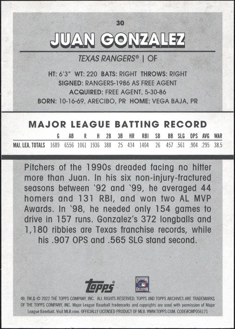Juan Gonzalez - Back