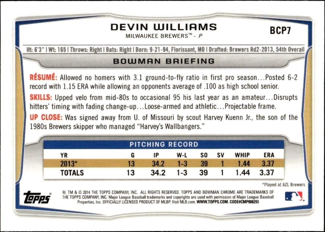 Devin Williams - Back