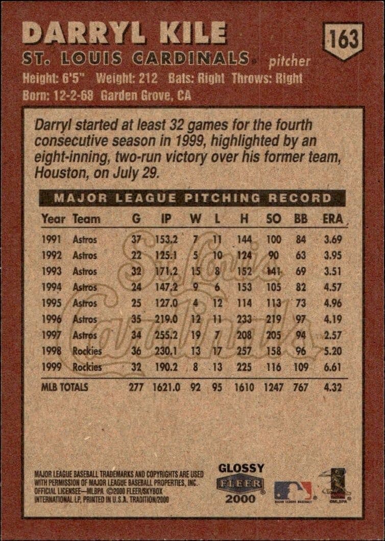 Darryl Kile - Back