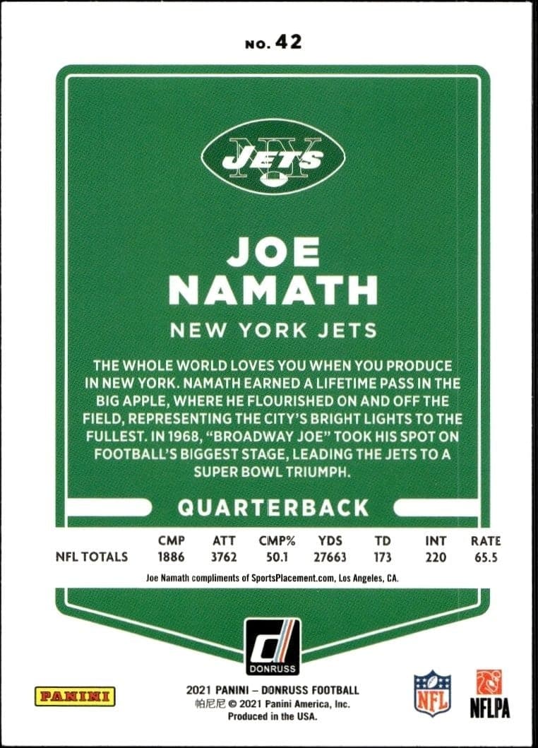 Joe Namath - Back