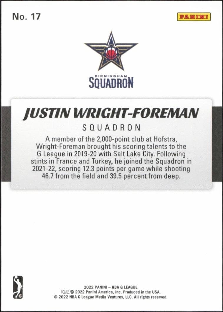 Justin Wright-Foreman - Back