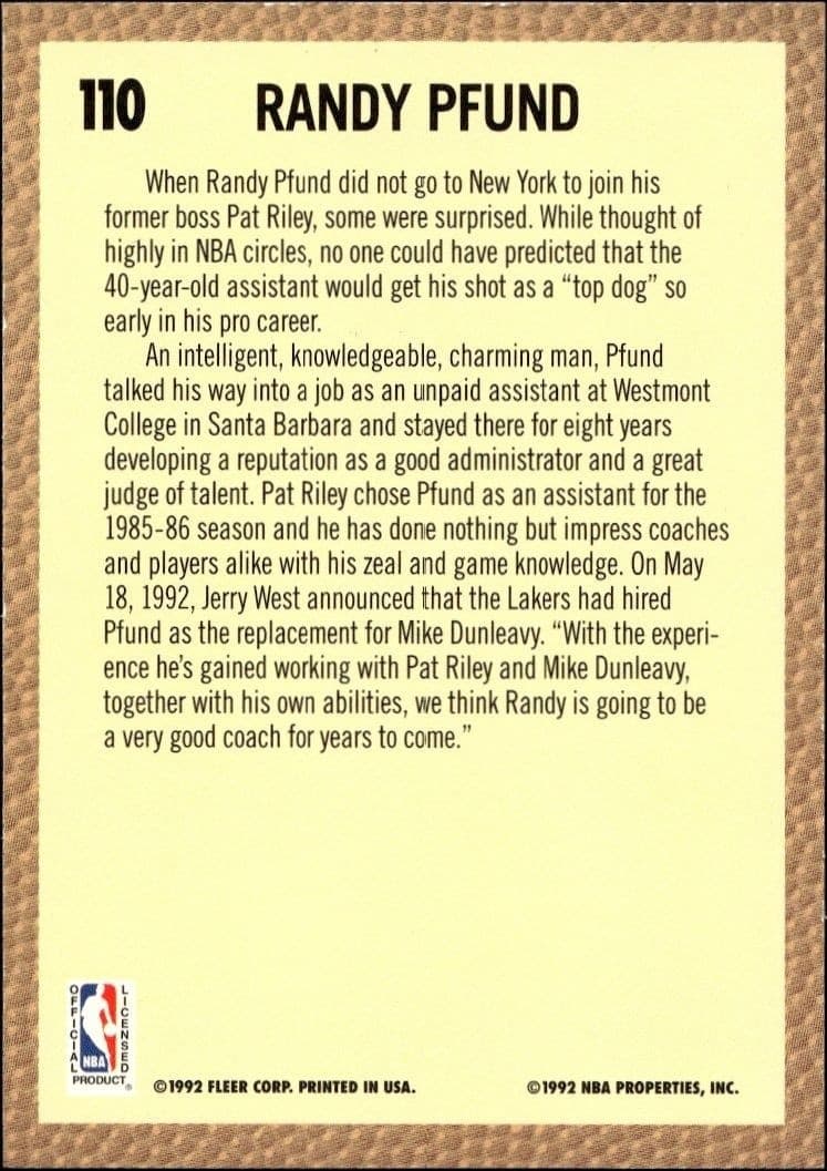 Randy Pfund - Back