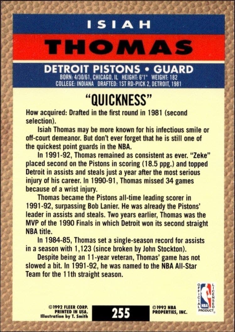 Isiah Thomas - Back
