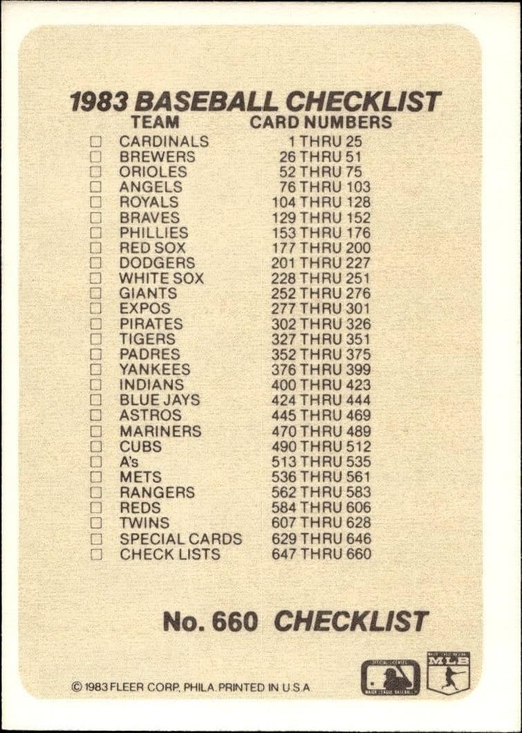 Checklist - Back