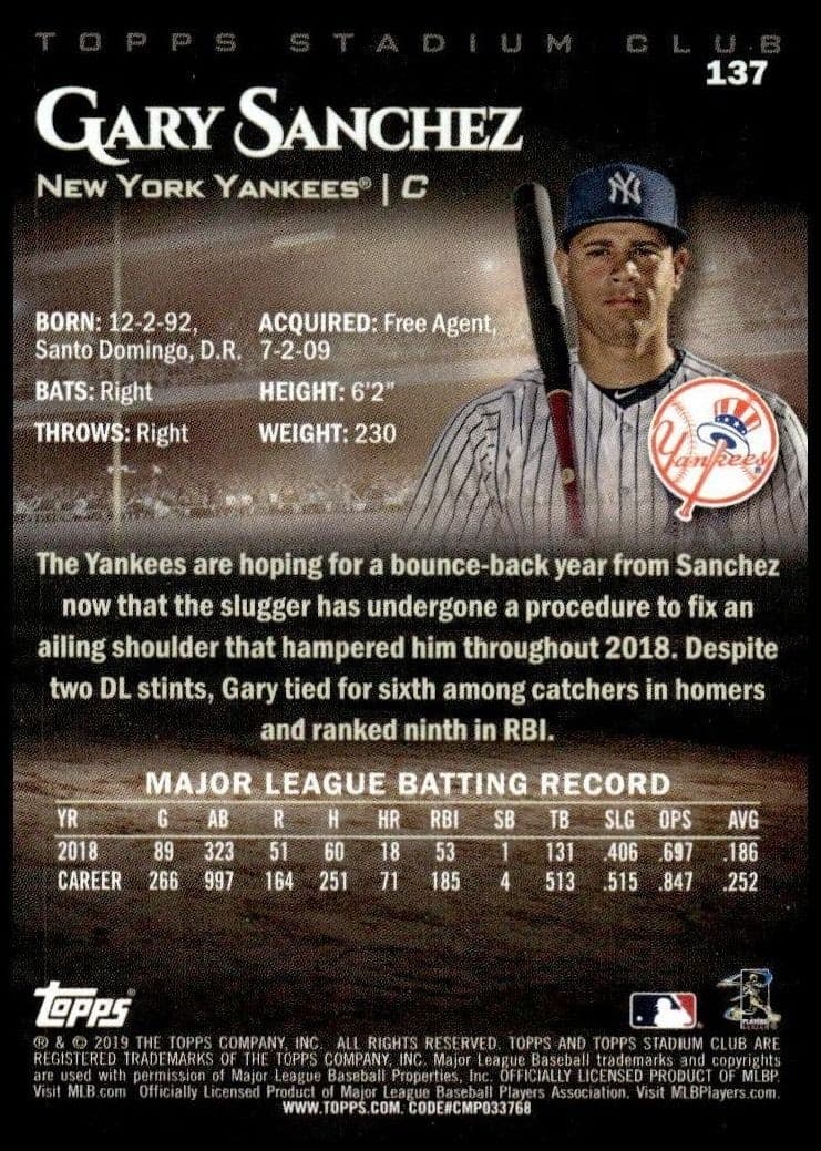 Gary Sanchez - Back