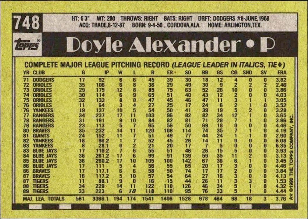 Doyle Alexander - Back