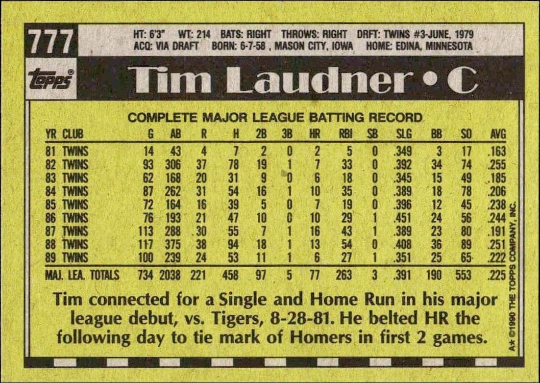 Tim Laudner - Back