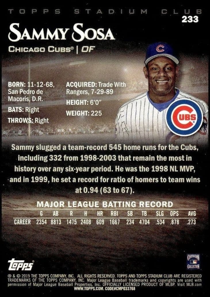 Sammy Sosa - Back