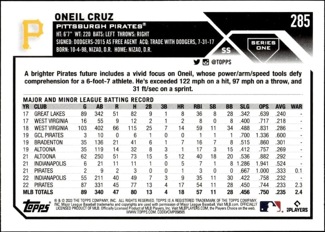 Oneil Cruz - Back