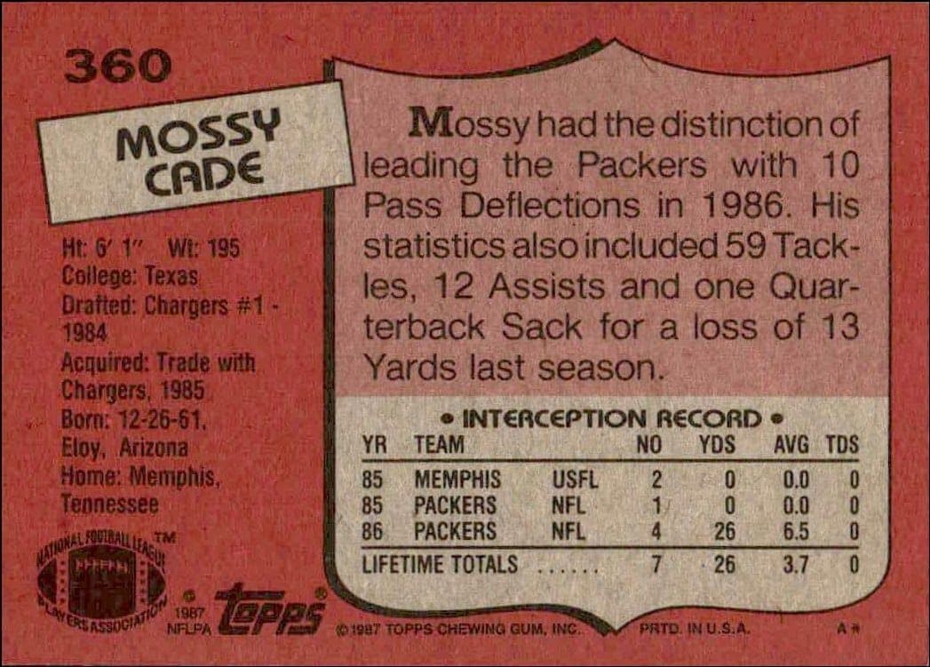 Mossy Cade - Back