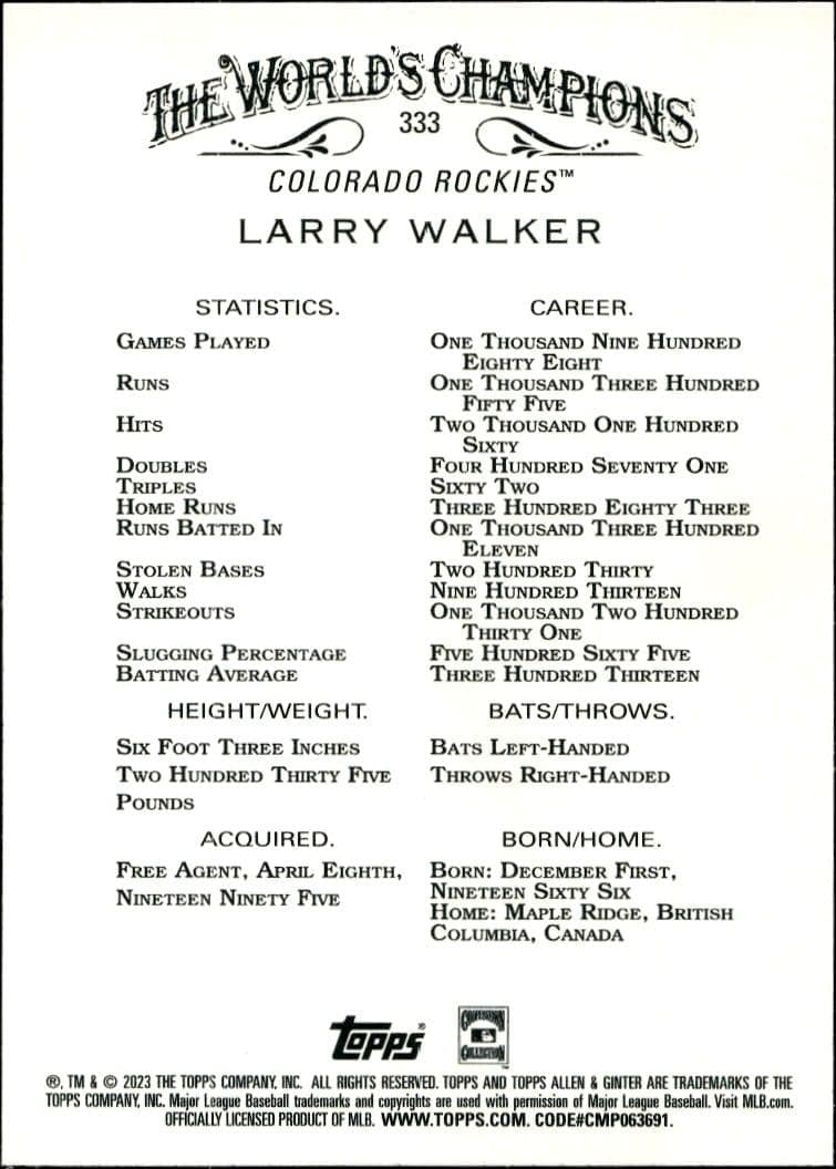 Larry Walker - Back