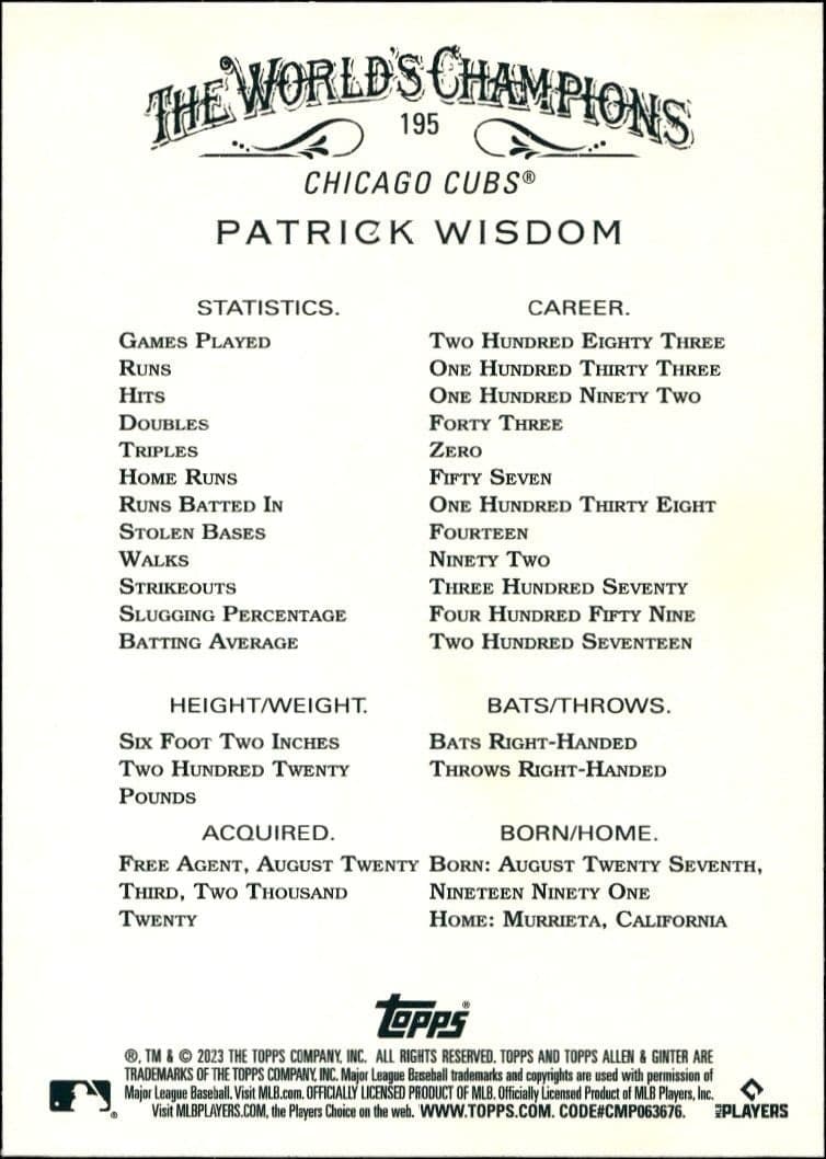 Patrick Wisdom - Back