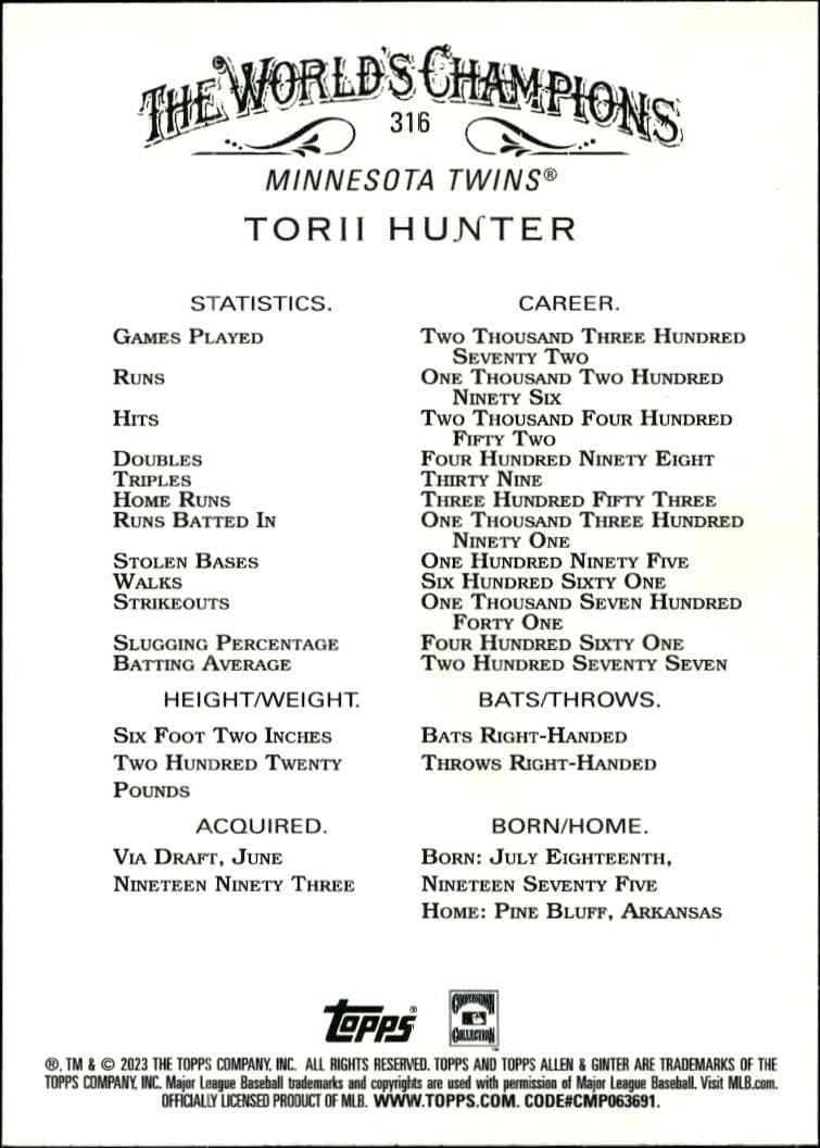 Torii Hunter - Back