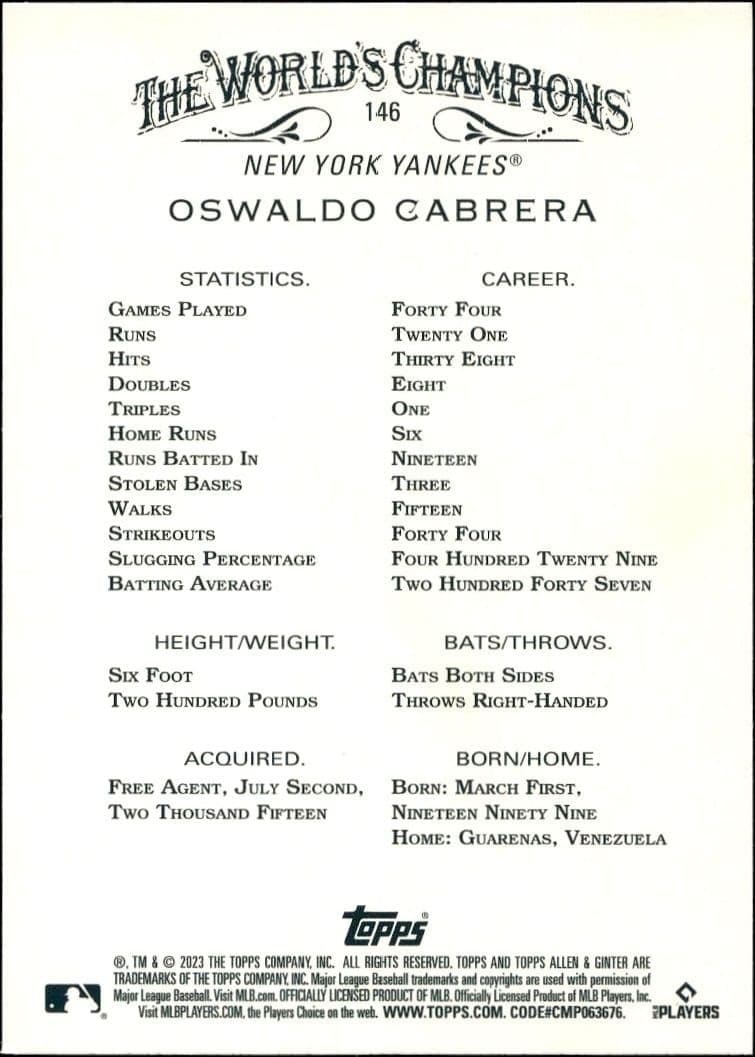 Oswaldo Cabrera - Back