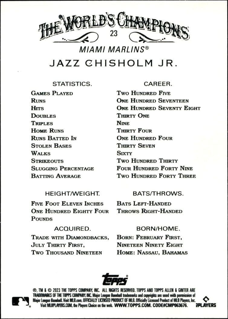 Jazz Chisholm Jr. - Back