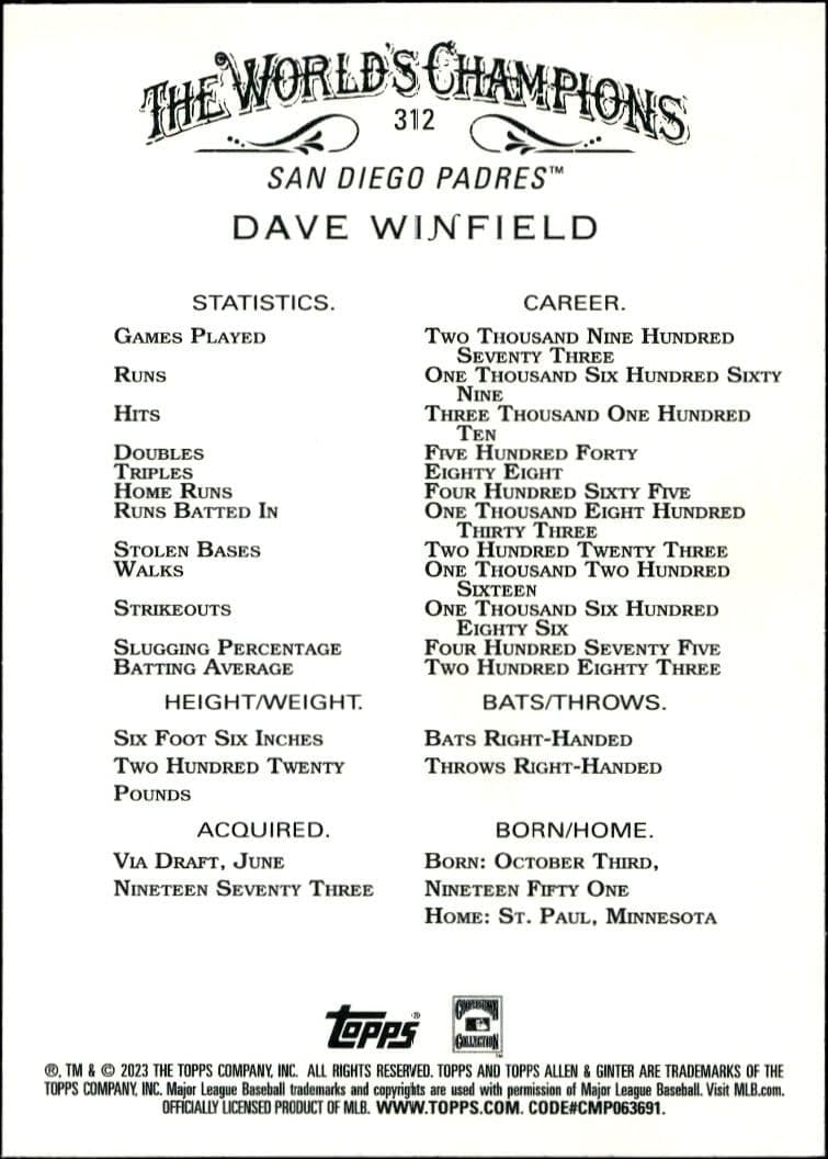 Dave Winfield - Back