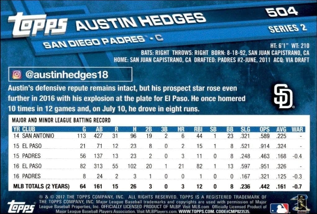 Austin Hedges - Back