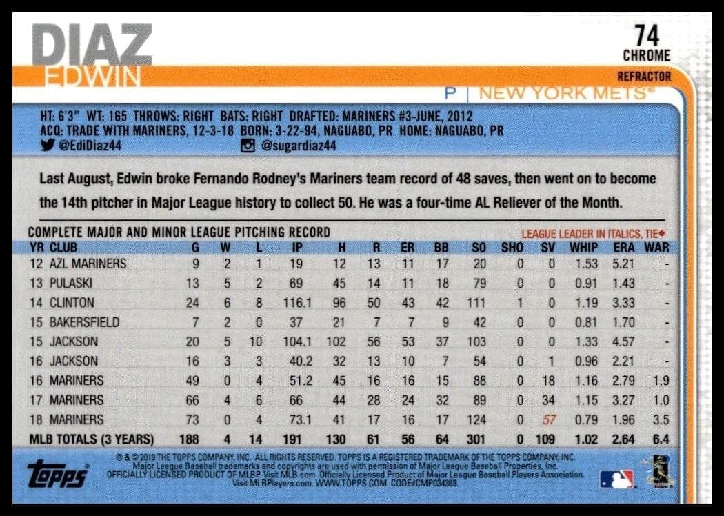 Edwin Diaz - Back
