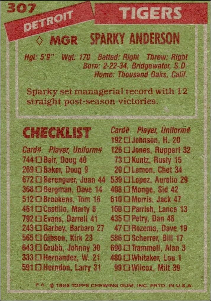Sparky Anderson - Back