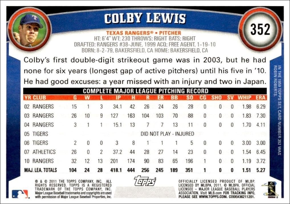 Colby Lewis - Back