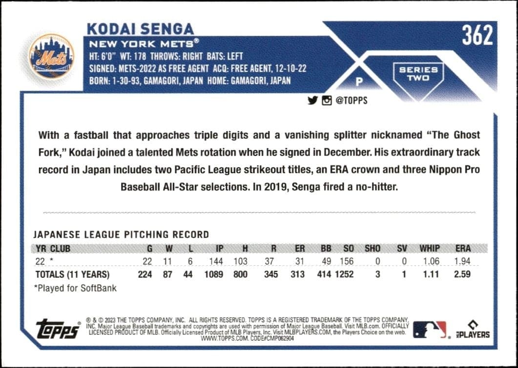 Kodai Senga - Back