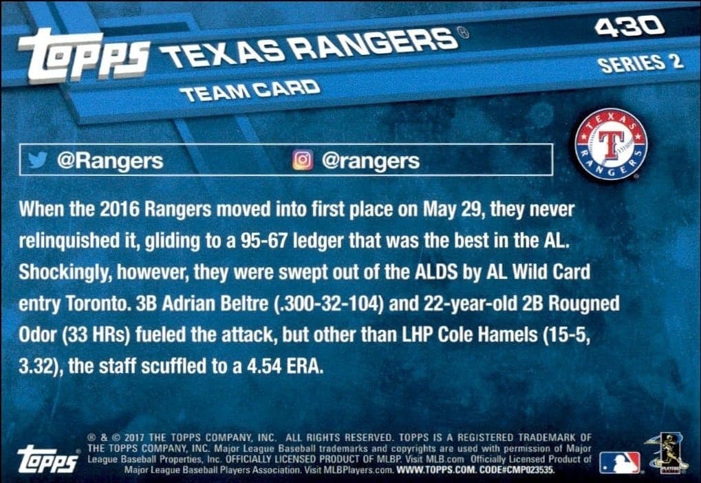 Texas Rangers - Back