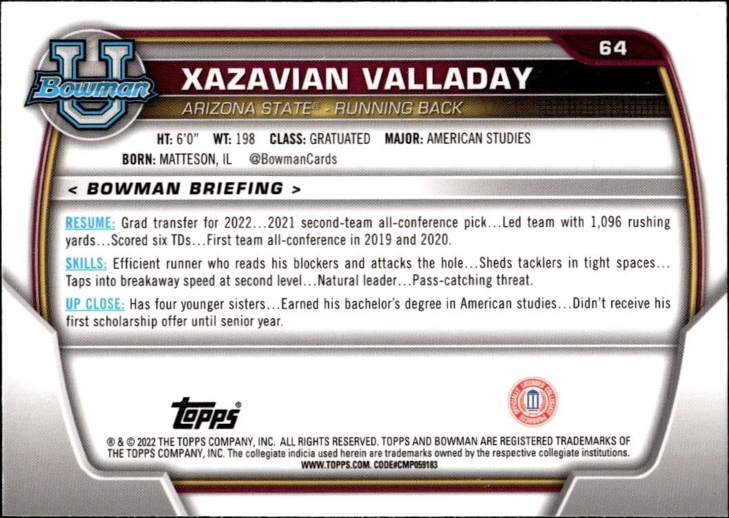 Xazavian Valladay - Back