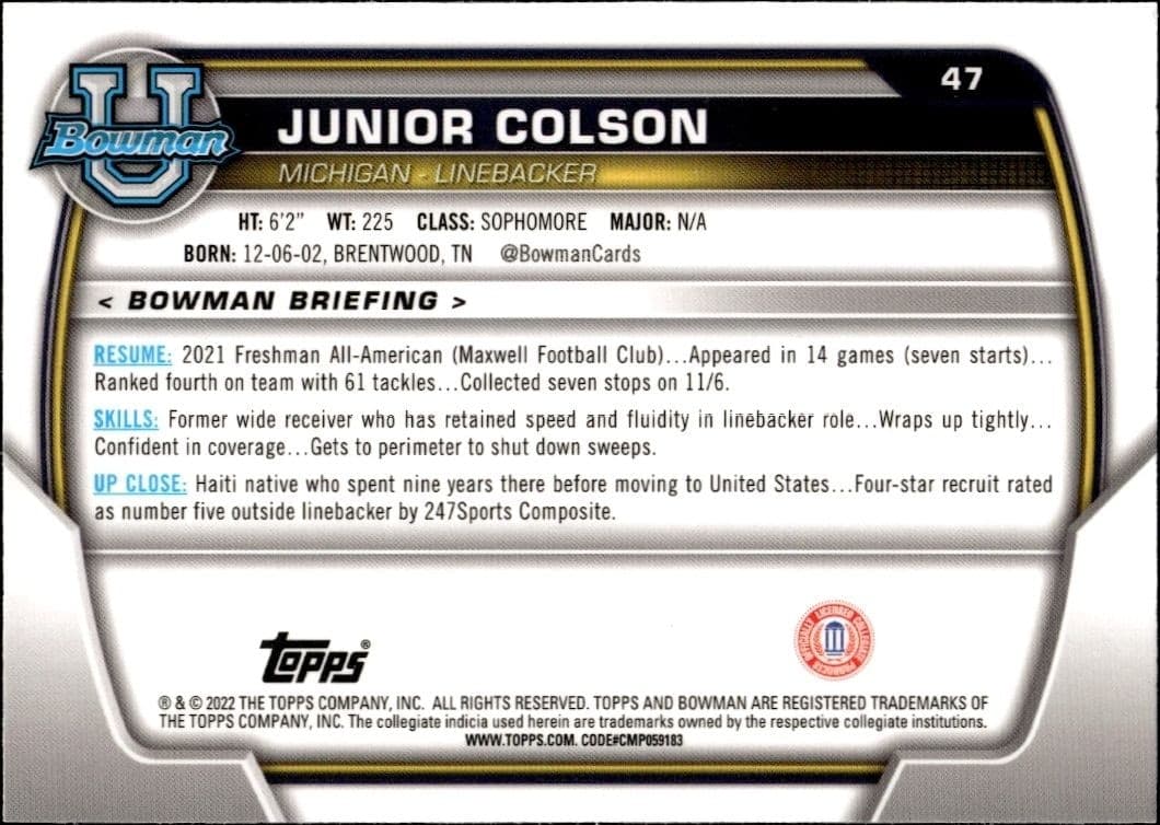 Junior Colson - Back