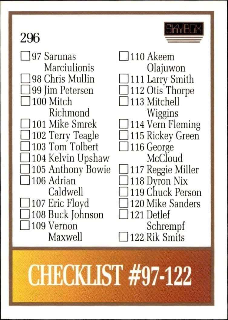 Checklist - Back