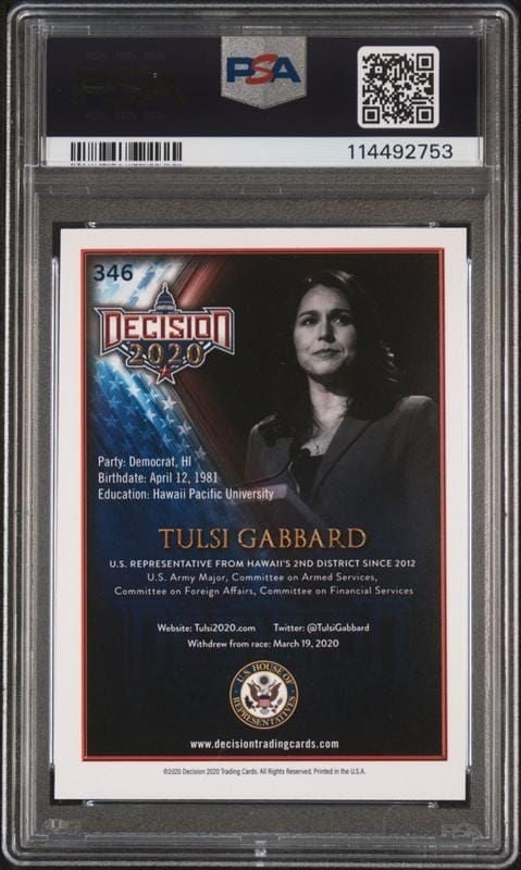 2020 Leaf Decision Tulsi Gabbard #346 political trading card back