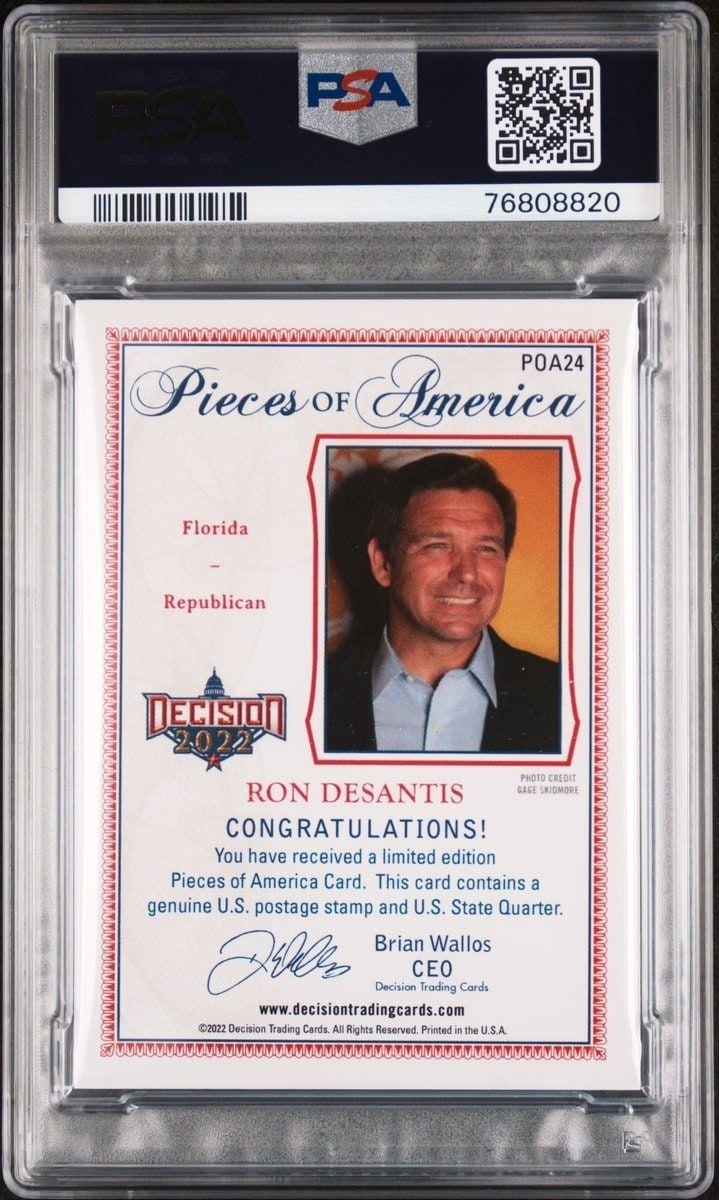 2022 Leaf Decision Ron Desantis #POA24 political trading card back
