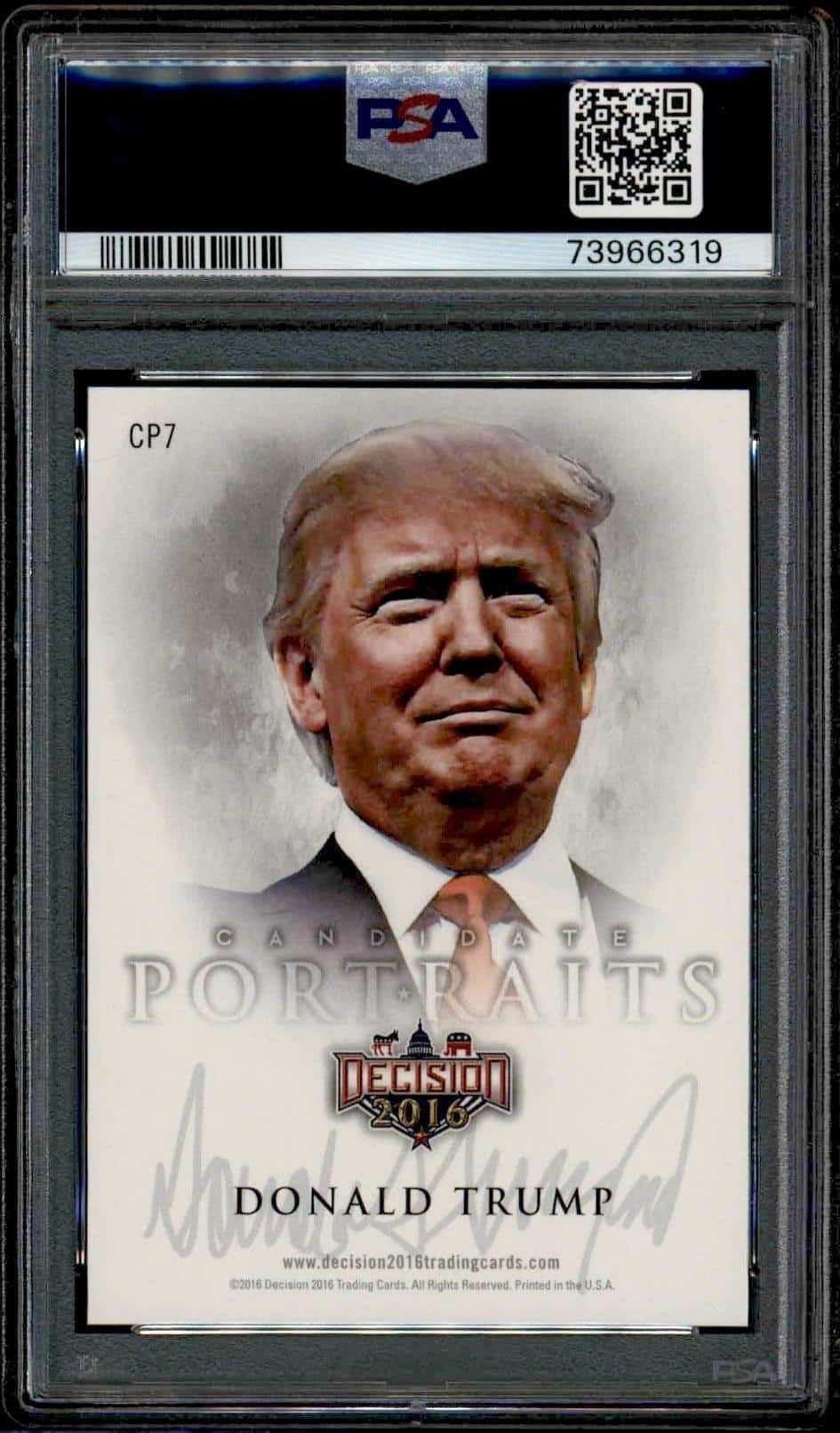 2016 Leaf Decision Donald Trump #CP7 political trading card back