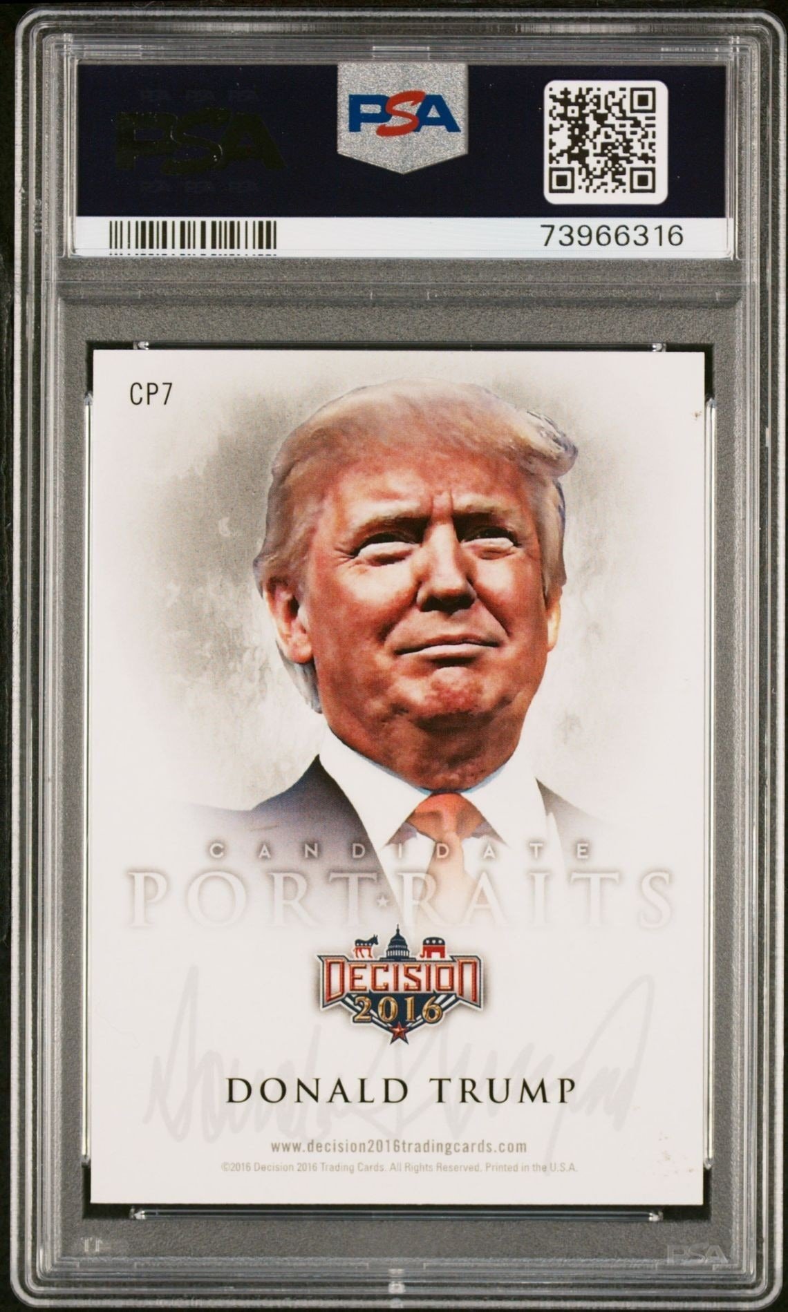 2016 Leaf Decision Donald Trump #CP7 political trading card back