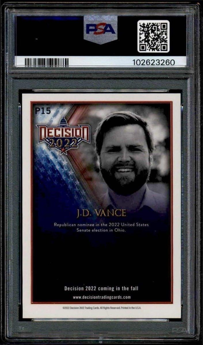 2022 Leaf Decision J.D. Vance #P15 political trading card back