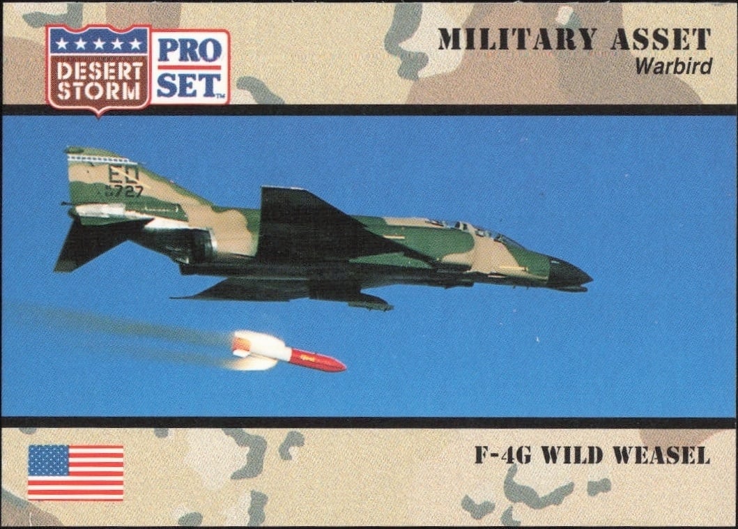 1991 Pro Set Desert Storm F-4G Wild Weasel #224 military trading card front