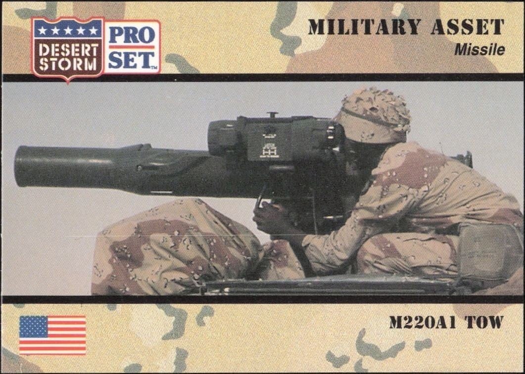1991 Pro Set Desert Storm M220A1 Tow #219 military trading card front