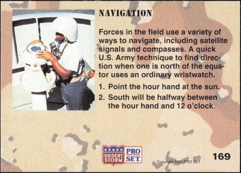 1991 Pro Set Desert Storm Navigation #169 military trading card back