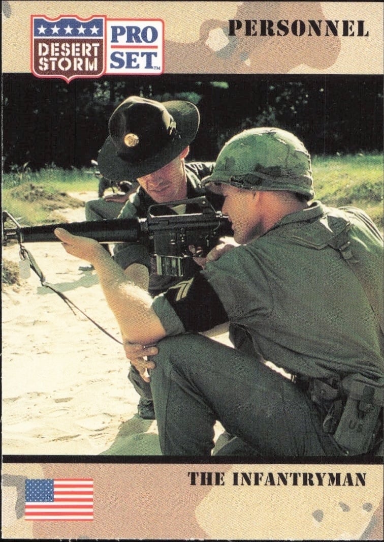 1991 Pro Set Desert Storm The Infantryman #117 military trading card front