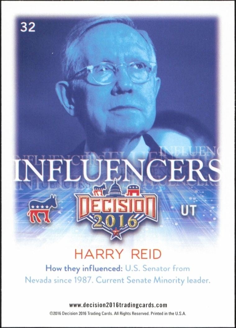 2016 Leaf Decision Harry Reid #32 political trading card back