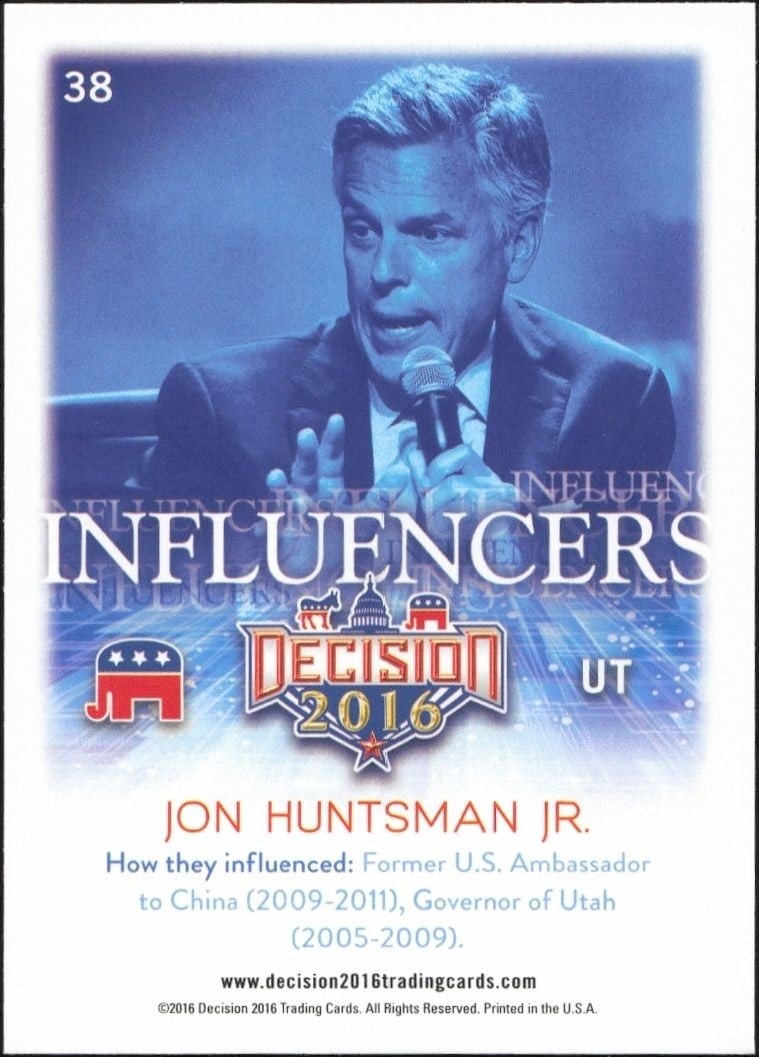 2016 Leaf Decision Jon Huntsman Jr. #38 political trading card back