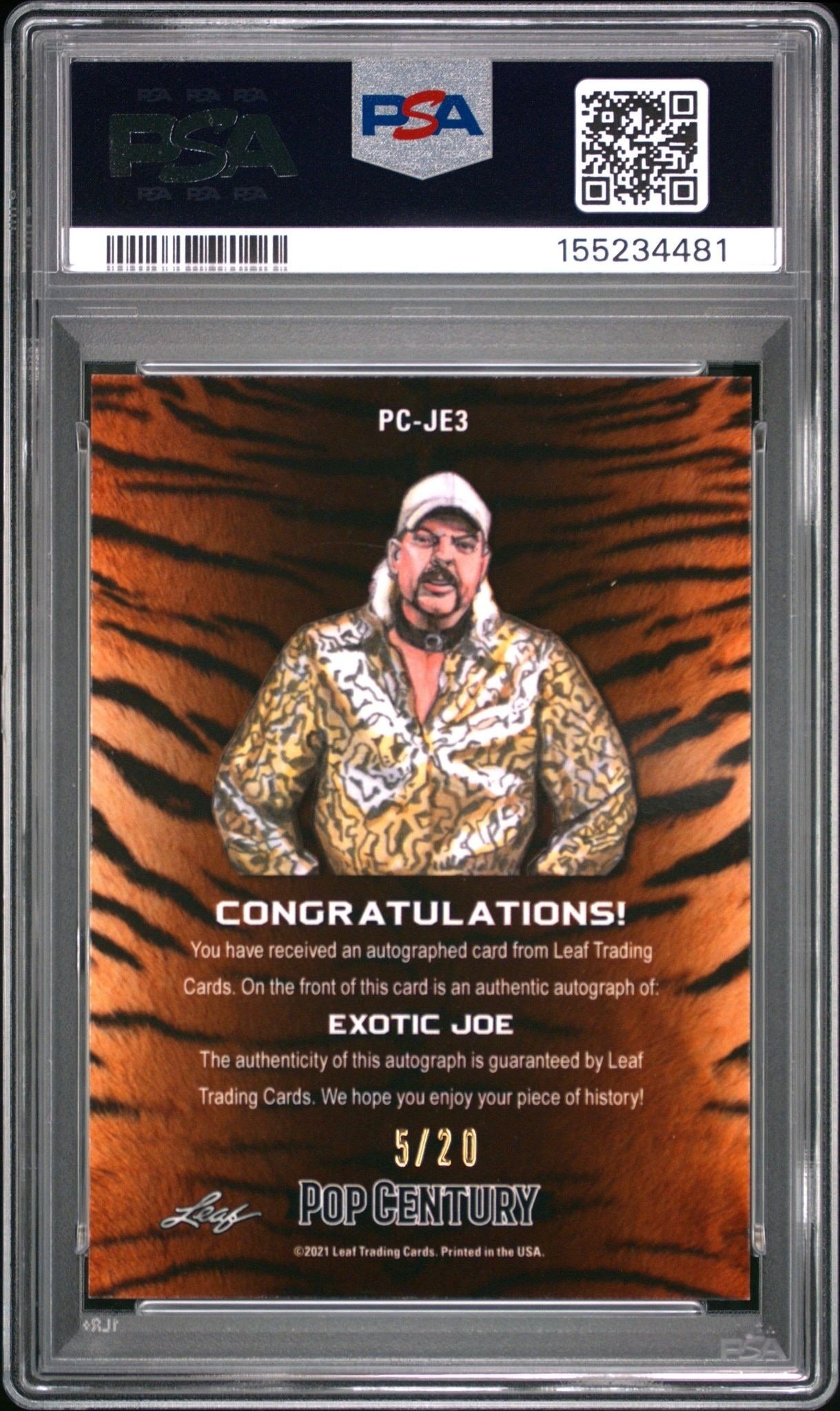 2021 Leaf Metal Pop Century Joe Exotic #PCJE3 entertainment trading card back