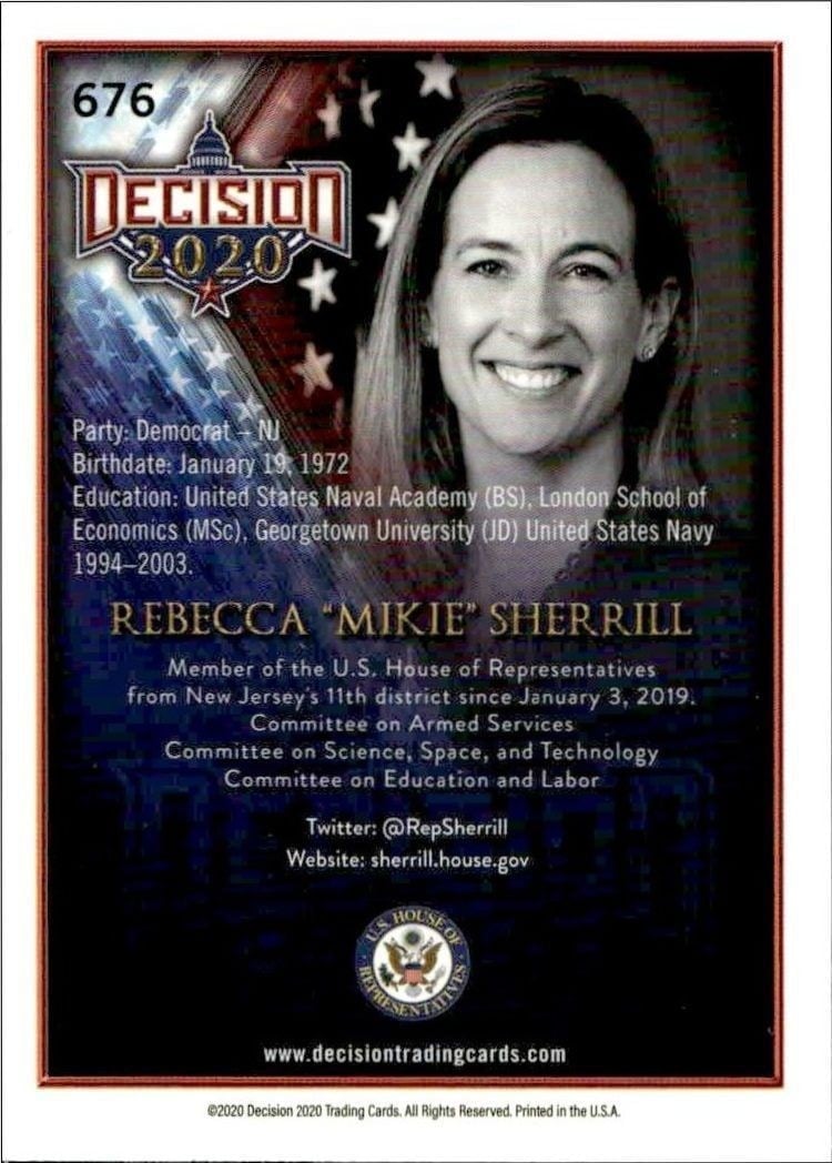 2020 Leaf Decision Series 2 Rebecca "Mikie" Sherrill #676 other non-sport trading card back