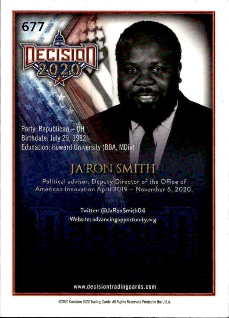 2020 Leaf Decision Series 2 Ja'Ron Smith #677 other non-sport trading card back