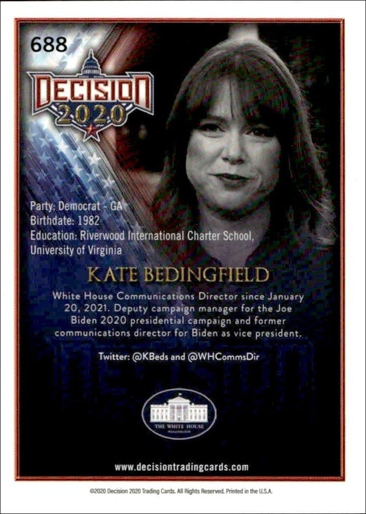 2020 Leaf Decision Series 2 Kate Bedingfield #688 other non-sport trading card back