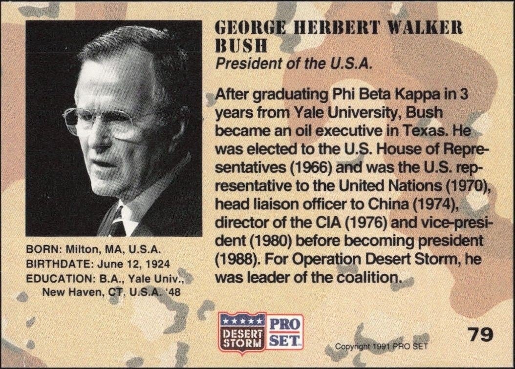 1991 Pro Set Desert Storm George Herbert Walker Bush #79 other non-sport trading card back