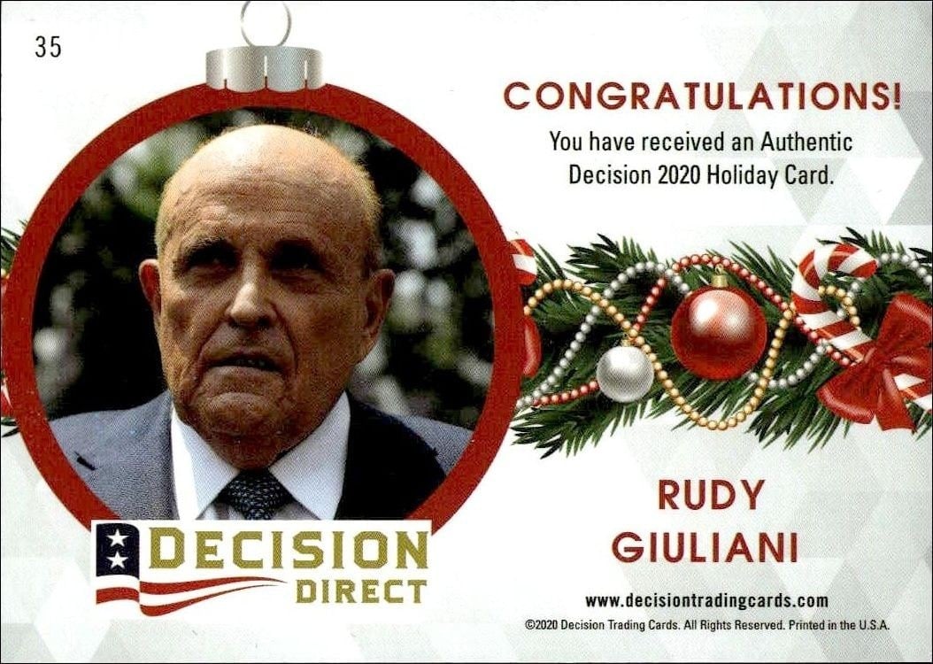 2020 Leaf Decision Direct Holiday Rudy Giuliani #35 political trading card back