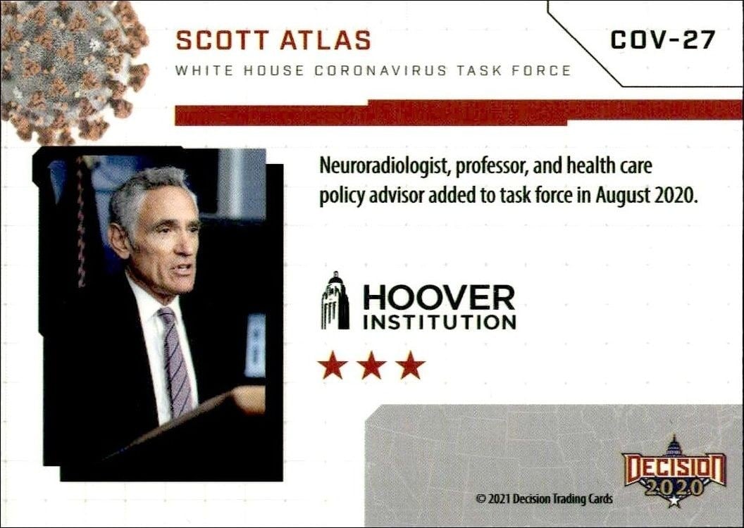 2021 Leaf Decision Scott Atlas #COV-27 political trading card back