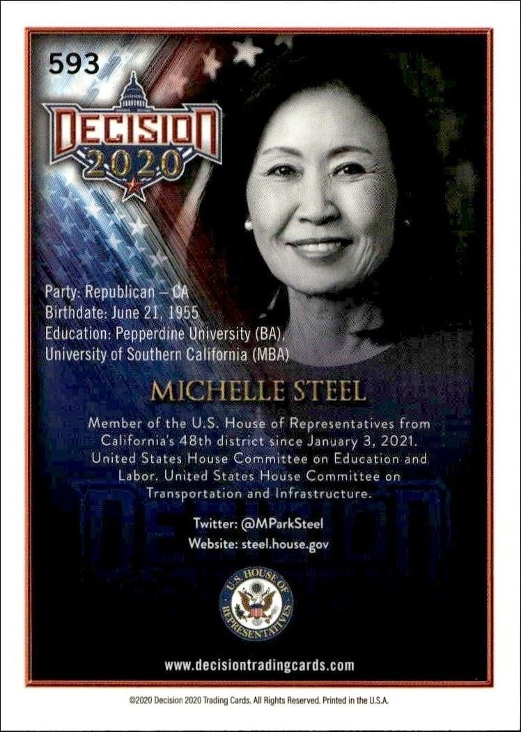 2021 Leaf Decision Series 2 Michelle Park Steel #593 political trading card back